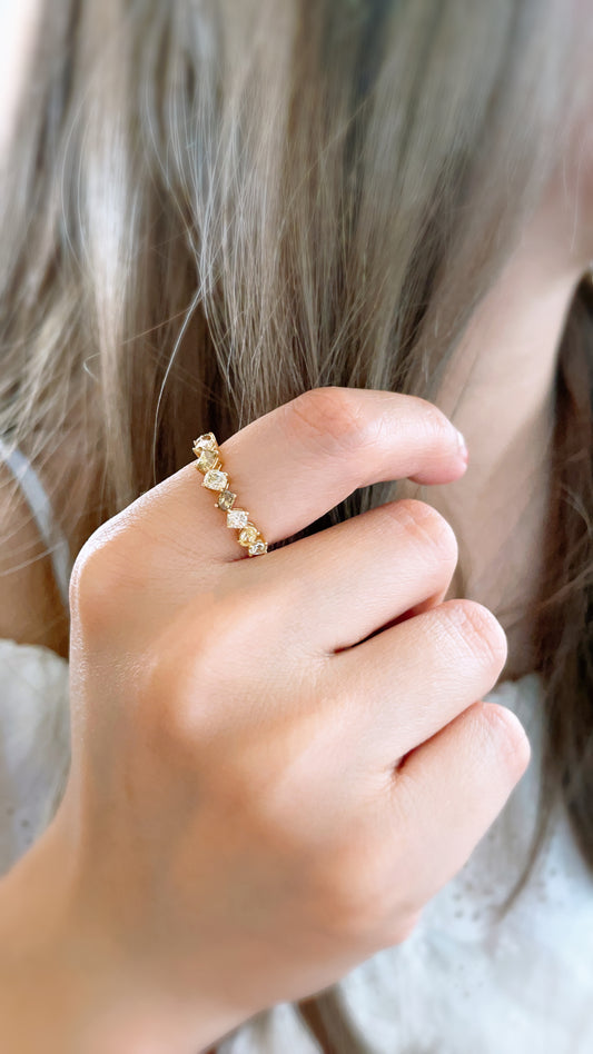 Cluster Yellow Diamond Ring-WK3824@