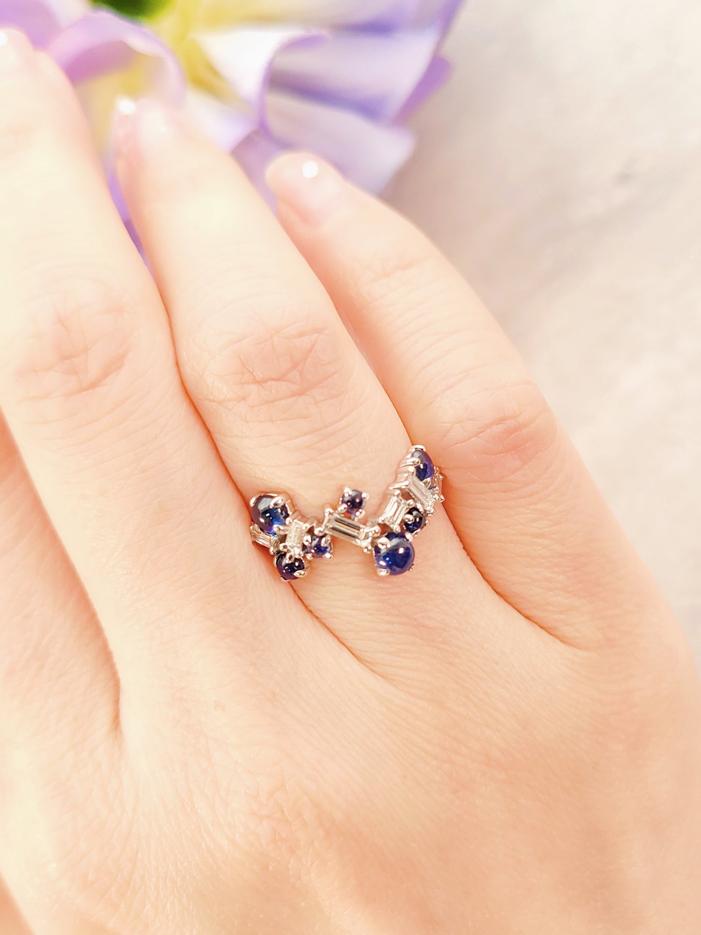 Blue Sapphire and Diamond Ring-WK3733RS@