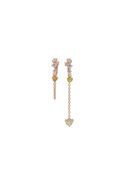 Heart Diamond Drop Earrings -WK3400