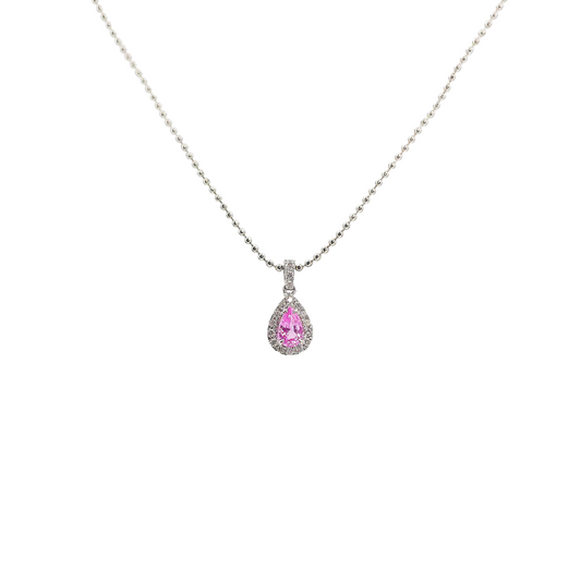 Pink Sapphire & Diamond Pendant-WK4030@