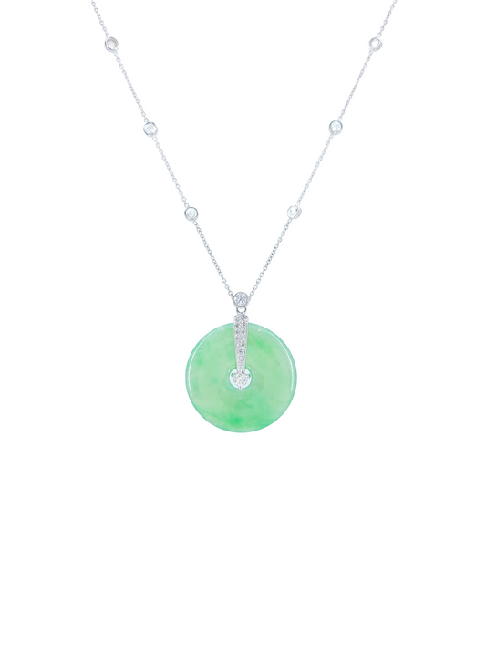 Fei Cui and Diamond Necklace WAO00000105  (Certified Grade A )