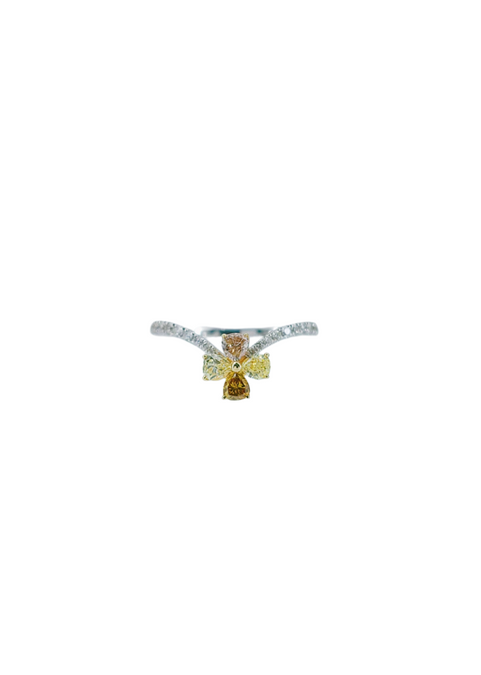 Yellow Diamond Floers Ring-WK4169